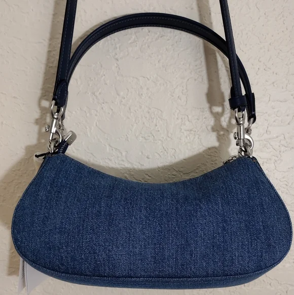 Coach Ashton denim crossbody bag Indigo Silver CAK44 - Picture 7 of 15